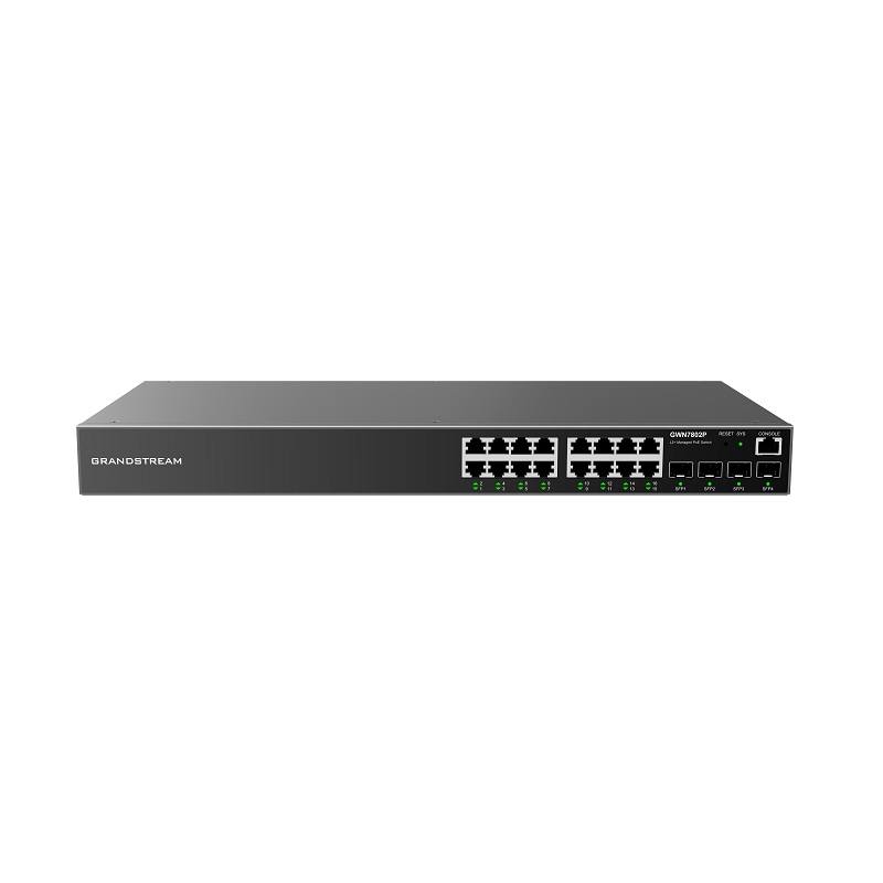 Switch GrandStream GWN7802P de 16 puertos Poe Gigabit 100/1000/1000Mbps, 4x SFP+, GWN Cloud, Administrable