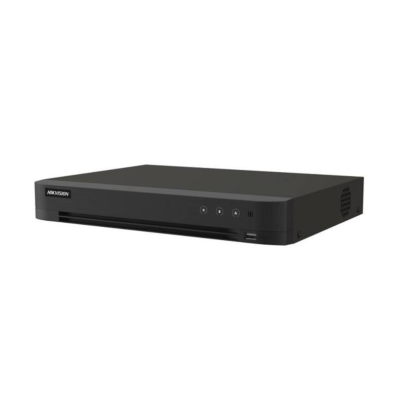 DVR Hikvision AcuSense H.265 Pro+, 8CH, HDTVI, AHD, CVI, CVBS, IP, 5MP / 8MP 4K, HDMI/VGA, Hasta 1x 12TB, 4CH Reco. Facial