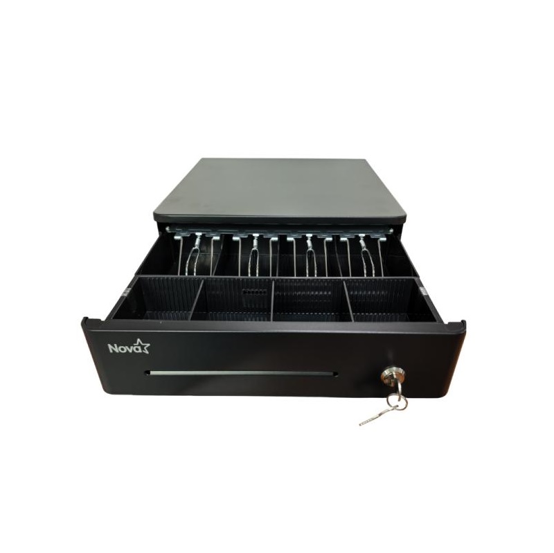 Caja para Efectivo NOVA FFD2330, 4 compartimentos para billetes y 4 para monedas, para Fiscales, Metal (Cash Drawer)
