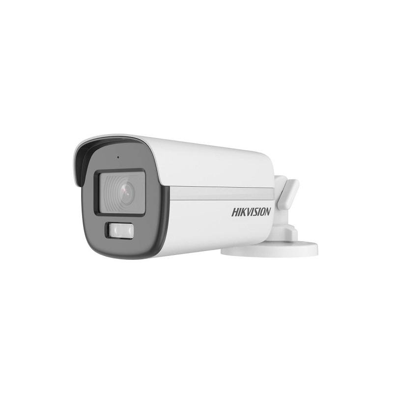Cámara Bullet Hikvision, TVI/CVI/AHD/CVBS, 2.8 mm, 2MP, IR 40m, Smart Hybrid Light, Color Vu, Micrófono, IP67, Metal
