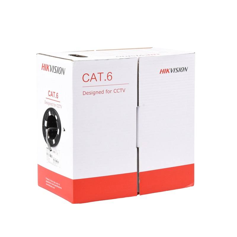 Caja de Cable UTP CAT6 HIKVISION, 4PR 23 AWG, 1000 pies, Indoor, 100% cobre, Certificado ANSI/TIA-568-C.2 PVC, Gris