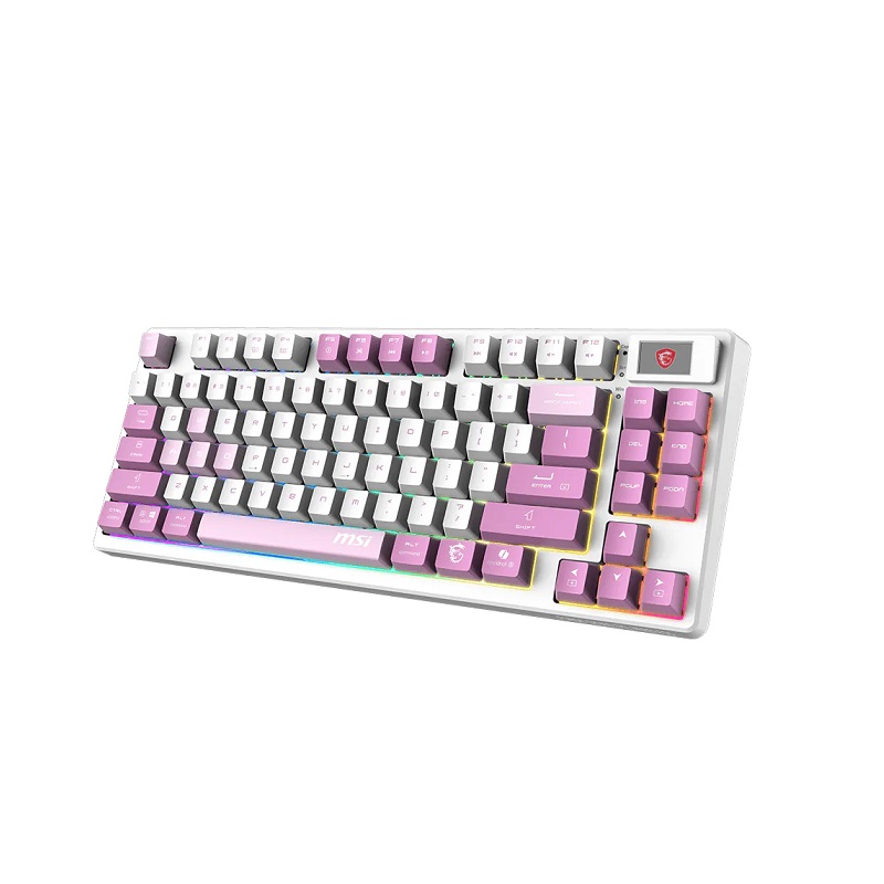 Teclado Mecánico Gaming MSI FORGE GK600 TKL RGB, Switch lineales, conexión Inalámbrica 2,4 GHz, Bluetooth, USB 2.0, Rosado