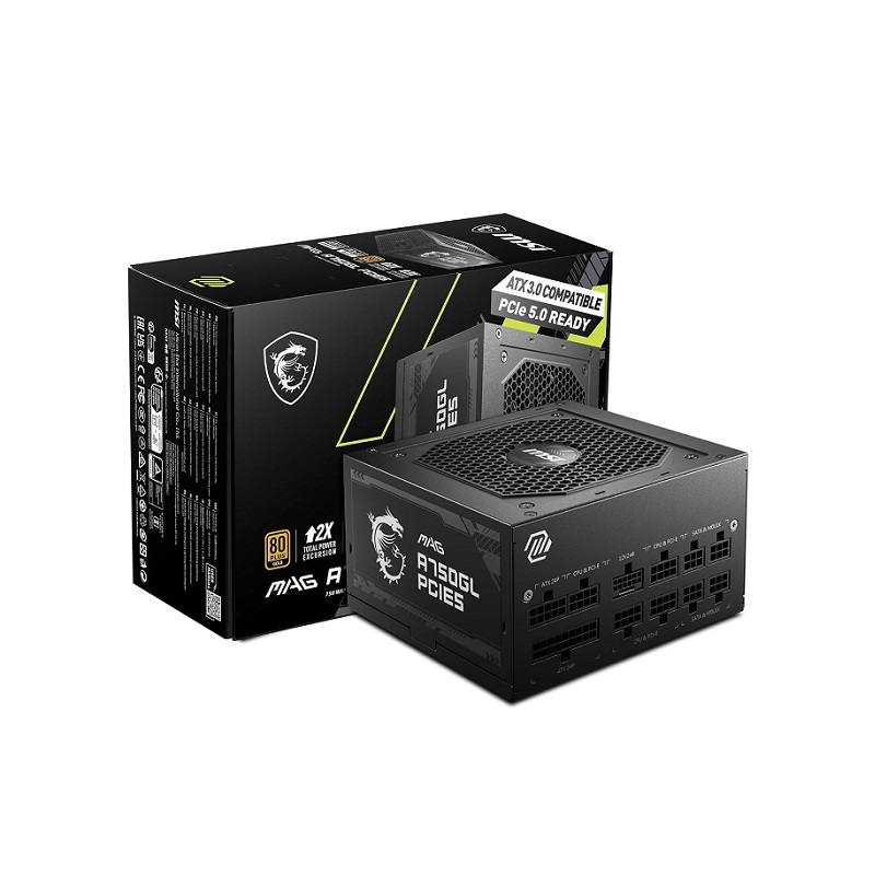 Fuente de poder MSI MAG A750GL, de 750W, ATX3.0, PCIE5 Ready, 80 Plus GOLD