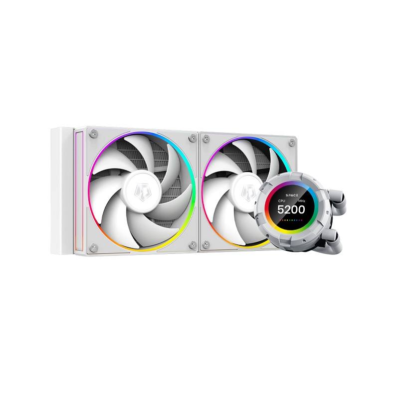 Sistema de enfriamiento liquido ID-COOLING, Space LCD SL240, Soporta Intel y AMD, Radiador 240mm Dual Fan, Blanco