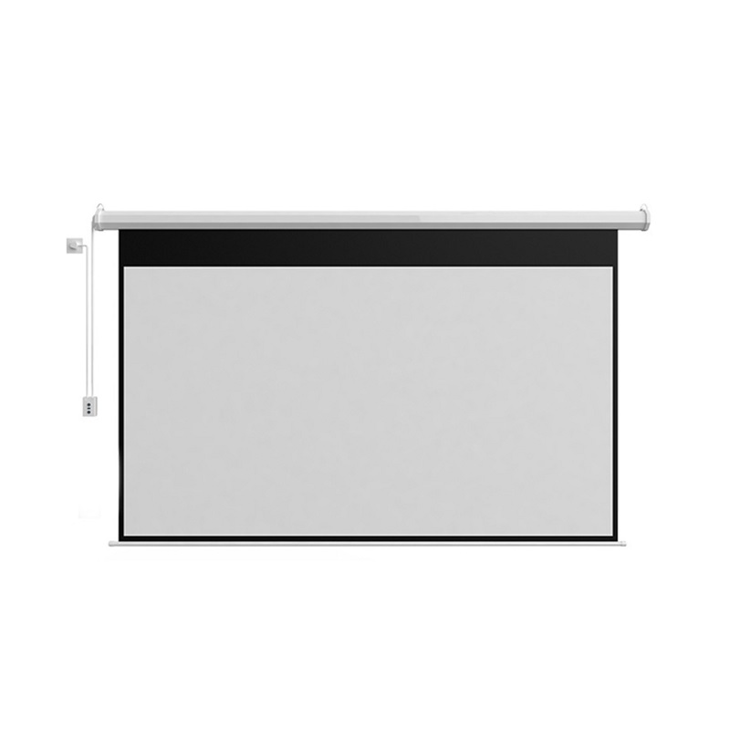 Pantalla de proyección Electrica T-Vision de 120", 16:9 HD, 1.46M x 2.59M alto x ancho, fibra de vidrio, control, blanca