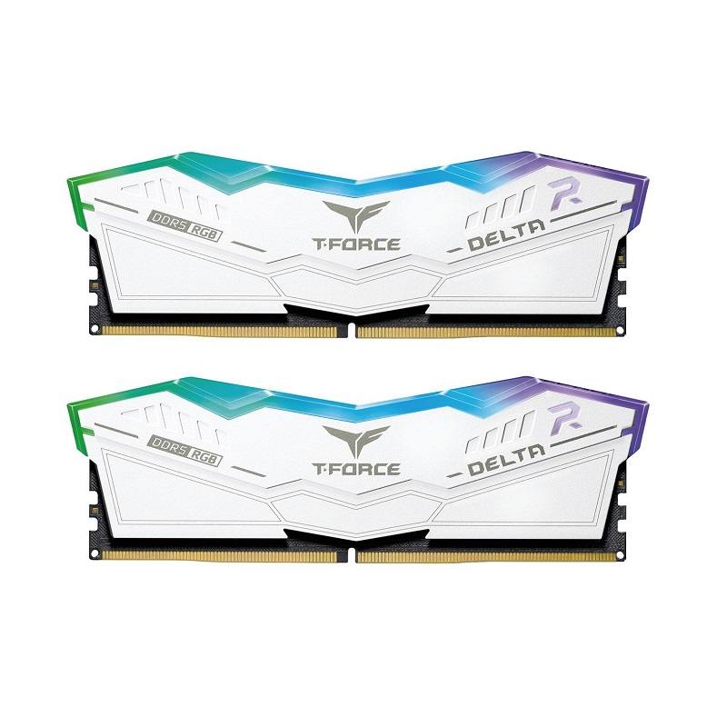 Memoria RAM DDR5 64GB (2x 32GB) 6000Mhz DIMM Team Group PC5-48000, CL38, 1.30V, T-Force Delta RGB, Blanco
