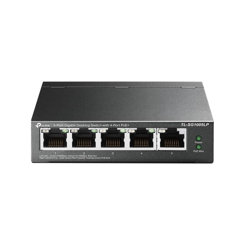 Switch Gigabit TP-LINK TL-SG1005LP de 5 puertos RJ45 a 10/100/1000 Mbps, con 4 puertos PoE+