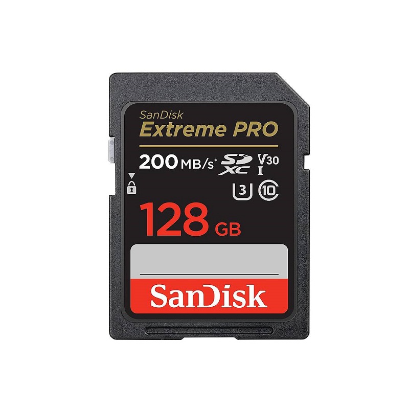 Memoria SanDisk Extreme Pro de 128GB SD, 200MB/s, UHS-I, V30, U3, Clase 10