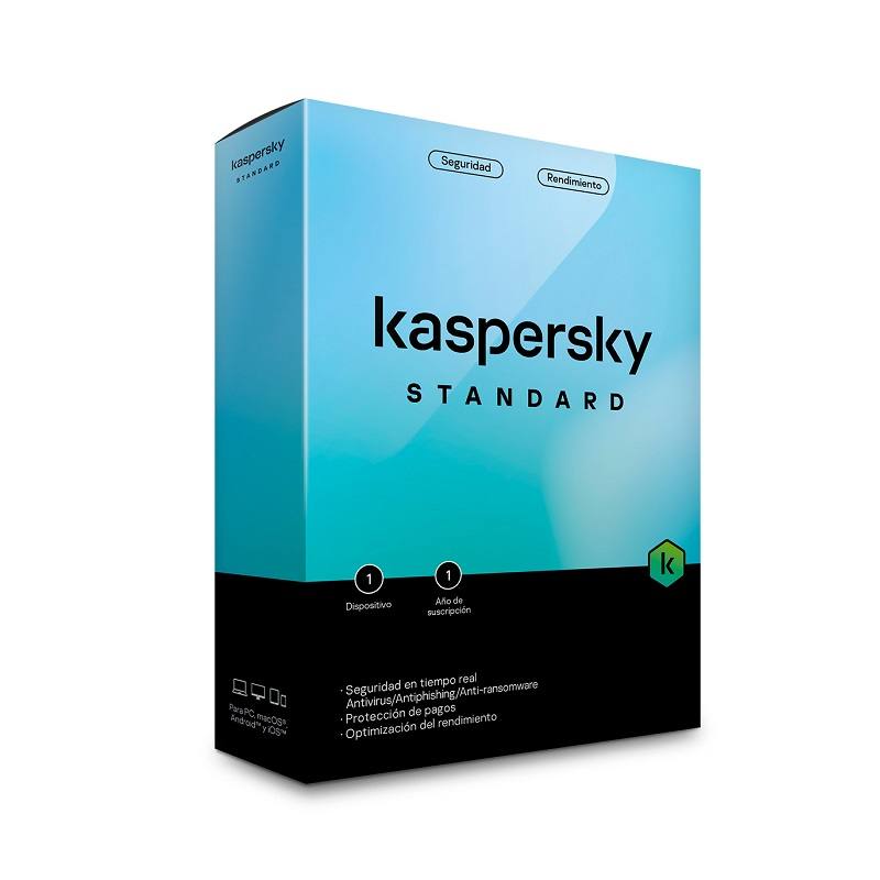Programa Antivirus KASPERSKY Estandar para 1 Dispositivo, 1 año de suscripción
