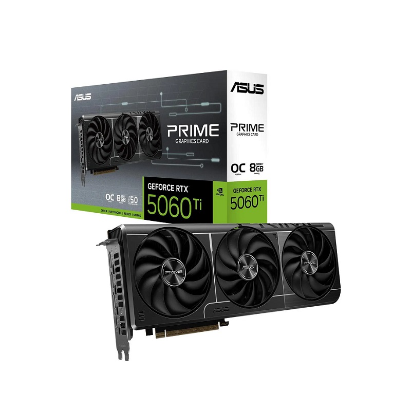 Tarjeta de video ASUS PRIME GeForce RTX5060Ti, 8GB GDDR7, PCIe 5.0, 3xFan, HDMI, DisplayPort, 128 Bits