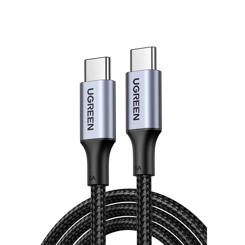 Cable USB Tipo C UGREEN 70427, Macho Macho, 1 Metro, 5A, 100W PD, Negro
