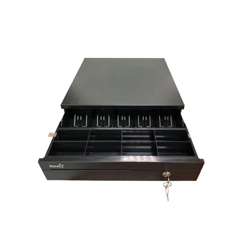 Caja para Efectivo NOVA FFD2404, 5 compartimentos para billetes y 8 para monedas, para Fiscales, Metal (Cash Drawer)