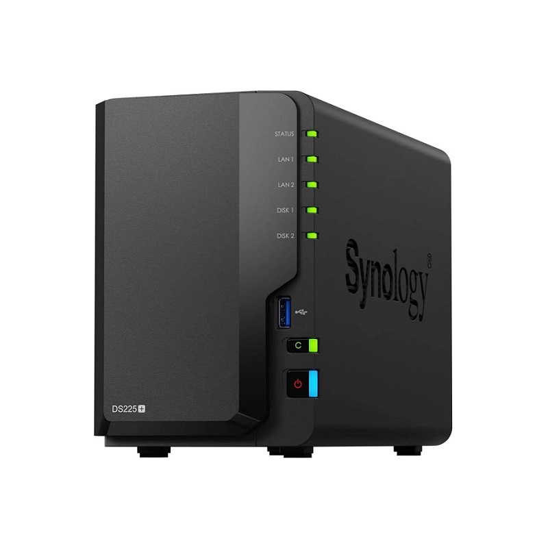 NAS Synology DS225+, Para 2 Discos, Celeron J4125 de 4 Núcleos a 2.0GHz, 2GB RAM DDR4, 2x USB 3.0, 2x RJ45