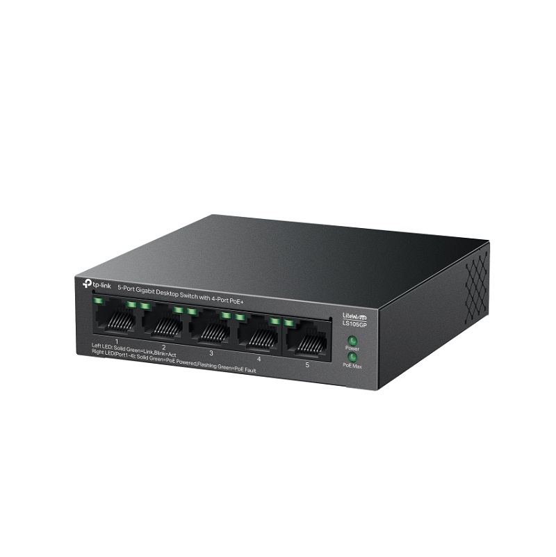 Switch Gigabit TP-LINK LS105GP de 5 Puertos 10/100/1000 Mbps con 4 puertos PoE+