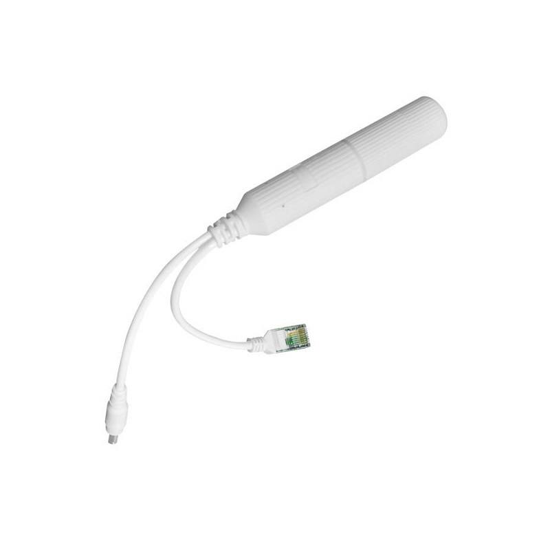 Adaptador divisor e Inyector POE a 48V-12V, DC macho, Impermeable.
