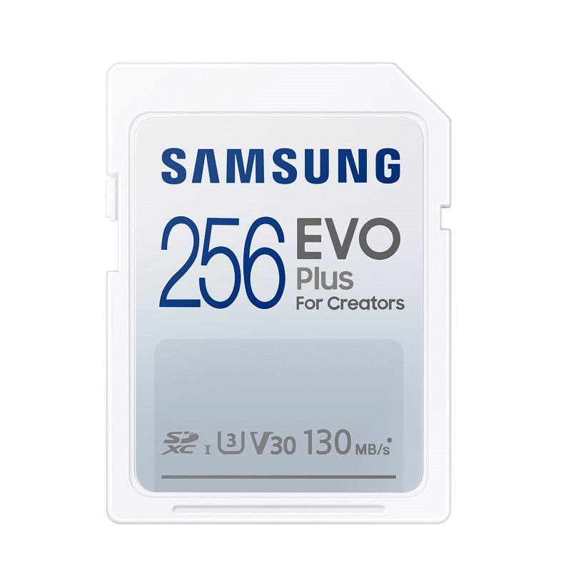 Memoria SD Samsung EVO Plus de 256G, hasta 130MB/s de lectura, UHS-I, V30, U3, C10