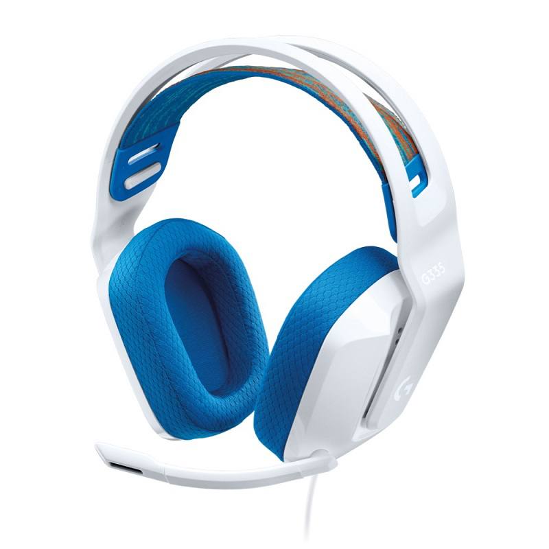 Headset Gaming Logitech G335, conexión 3.5mm, micrófono, compatible con PC, Xbox, PS4, Nintendo Switch, Blanco