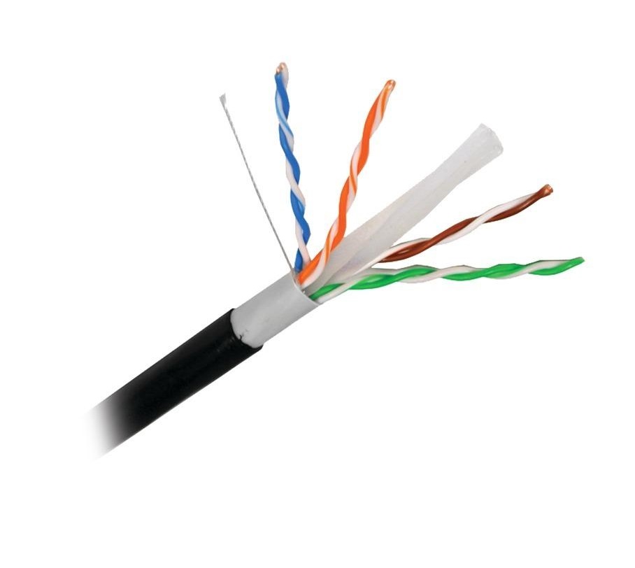 CABLE UTP CAT5 T-VISION PARA EXTERIORES POR PIES, NEGRO