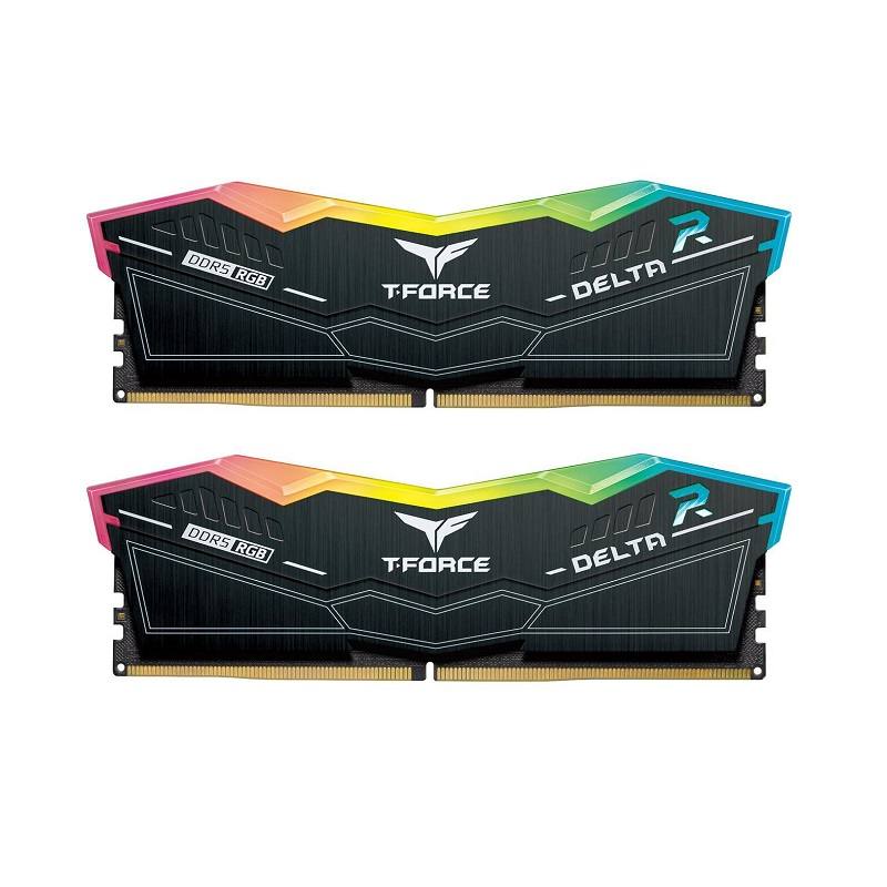 Memoria RAM DDR5 64GB (2x 32GB) 6000Mhz DIMM Team Group PC5-48000, CL38, 1.30V, T-Force Delta RGB, Negro