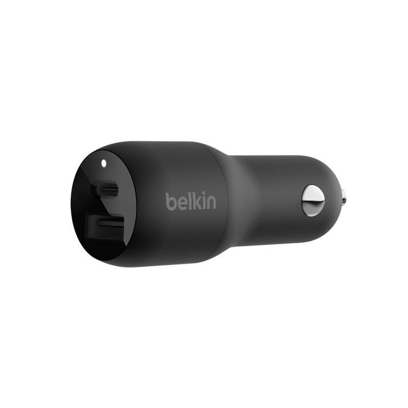 Cargador de Carro BELKIN CCB004BTBK, con puerto USB Tipo C y USB-A, con PPS 37W, incluye cable  Lightning, Negro