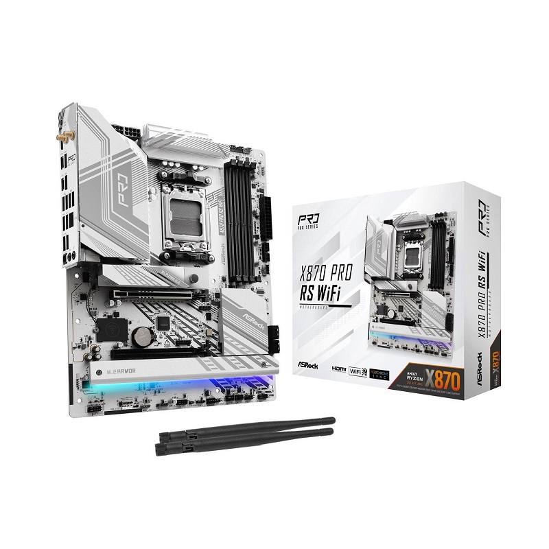 Tarjeta Madre ASROCK X870 Pro RS WiFi, AMD Socket AM5, DDR5 8000(OC), HDMI, M.2, SATA 6Gb/s, USB 3.2, USB tipo C (DisplayPort), Lan 2.5G ATX