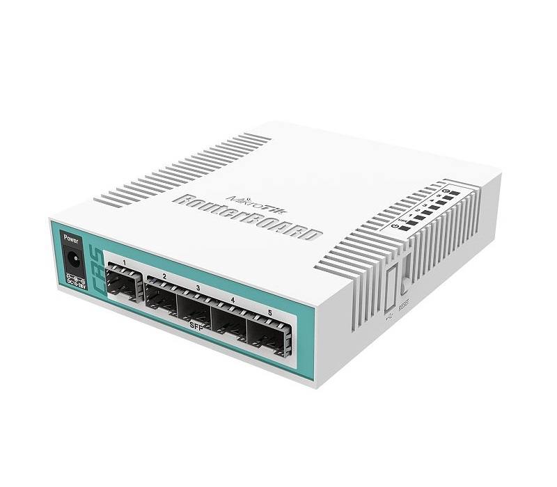 Router Switch MIKROTIK CRS106, 128 MB RAM, CPU 400MHz, 1 Puerto Gigabit Ethernet, 5 Puertos SFP.