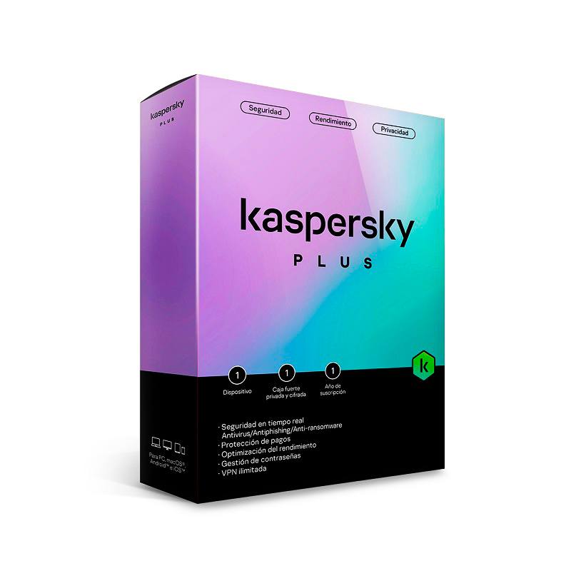Programa Antivirus KASPERSKY PLUS para 1 PC, Suscripción de 1 Año