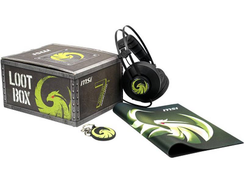 Kit Headset Gaming MSI 7NM LootBox Pack, incluye Headset, mousepad y Llavero Alpha 15 MSI