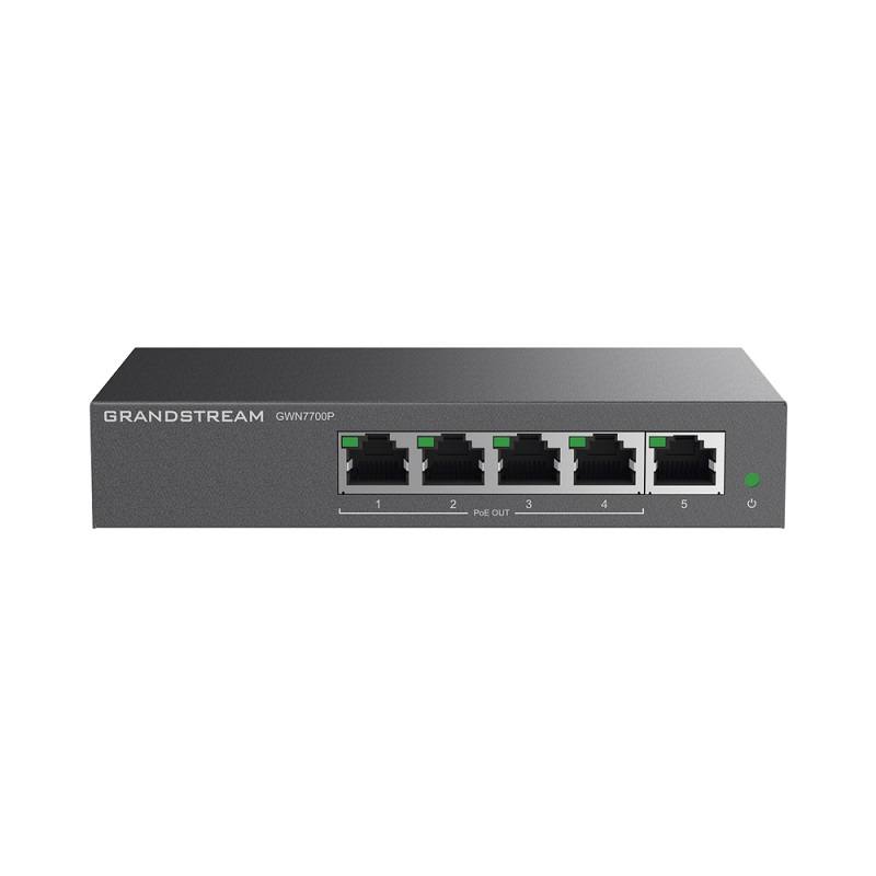 Switch GrandStream GWN7700P de 5 puertos Gigabit Ethernet. 4 puertos PoE+, No Administrable