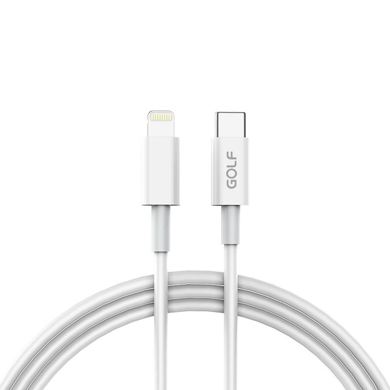 Cable USB Tipo C a Lightning GOLF, 1 metro, 20W carga rápida, Blanco