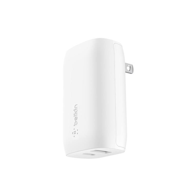 Cargador de Pared BELKIN, PD USB Tipo C y USB-A BoostCharge con PPS 37W, carga rápida, Blanco