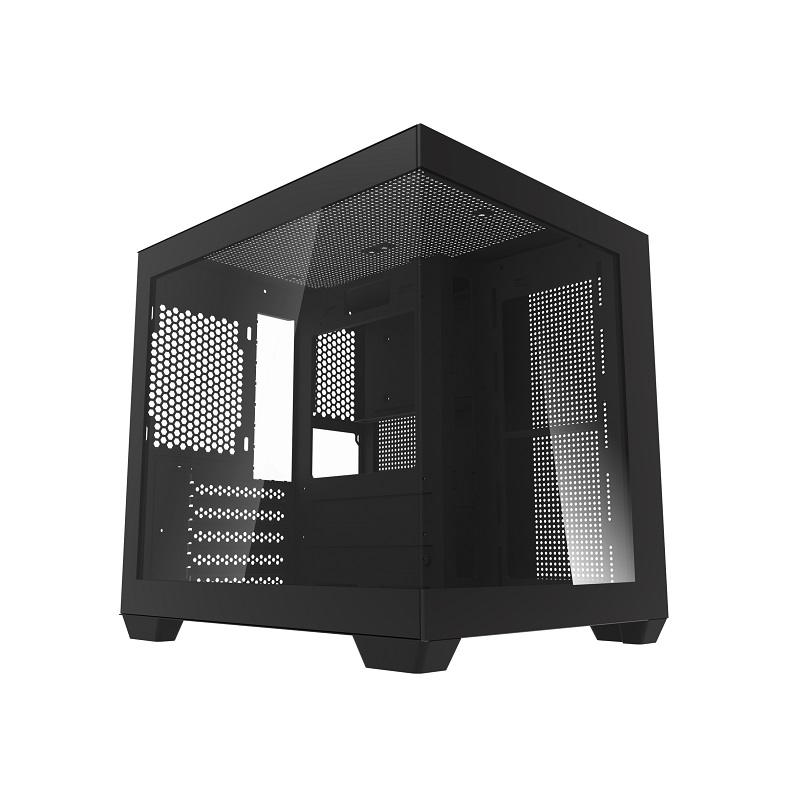 Gabinete Gaming DarkFlash C275P, Micro ATX, Panel lateral y frontal de vidrio templado, no incluye abanicos, Color Negro