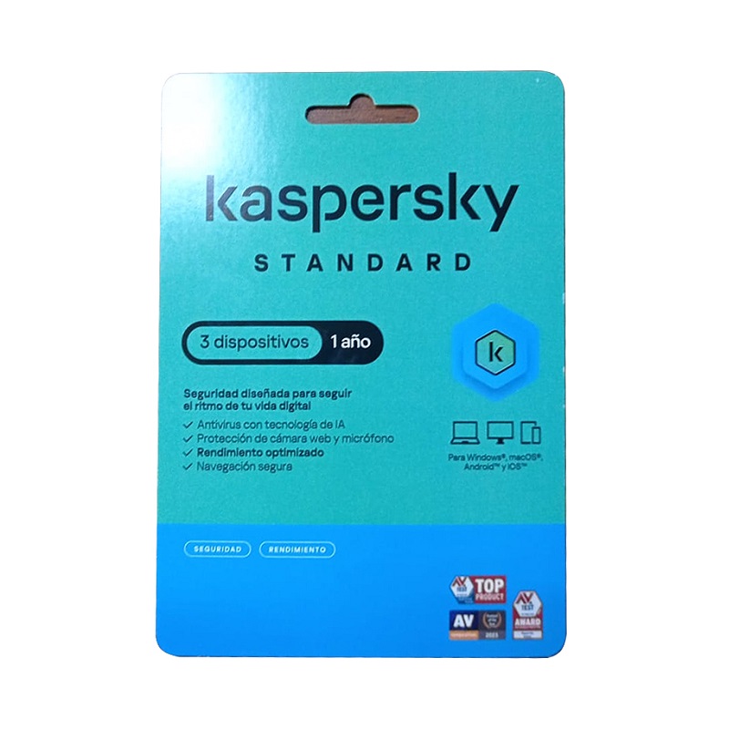 Programa Antivirus KASPERSKY Estandar para 3 Dispositivos, 1 año de suscripción