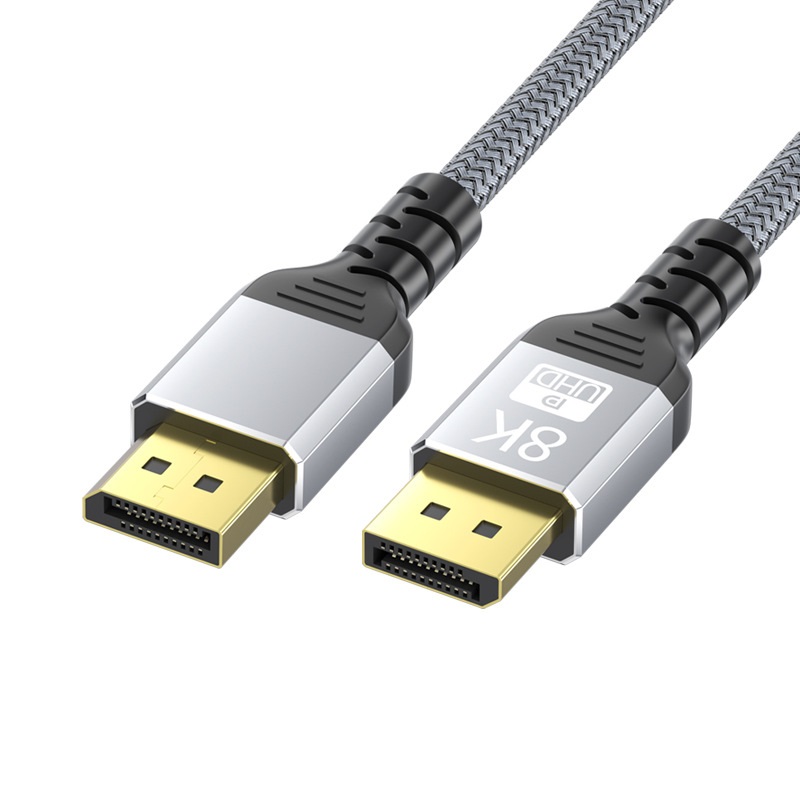 Cable DisplayPort V1.4 T-VISION Macho Macho de 1.5 Metros, 8K 60HZ, Trenzado gris