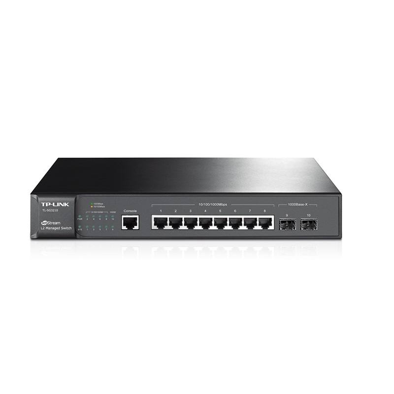 Switch TP-LINK TL-SG3210 Gestionable Gigabit L2, 8 Puertos y 2 Ranuras SFP JetStream 10/100/1000Mbps