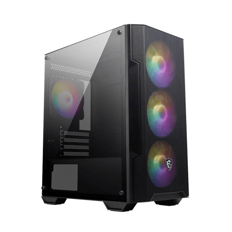 Gabinete Gaming MSI MAG FORGE M100A, Micro ATX, 4x Fan RGB, Panel lateral acrílico, color negro
