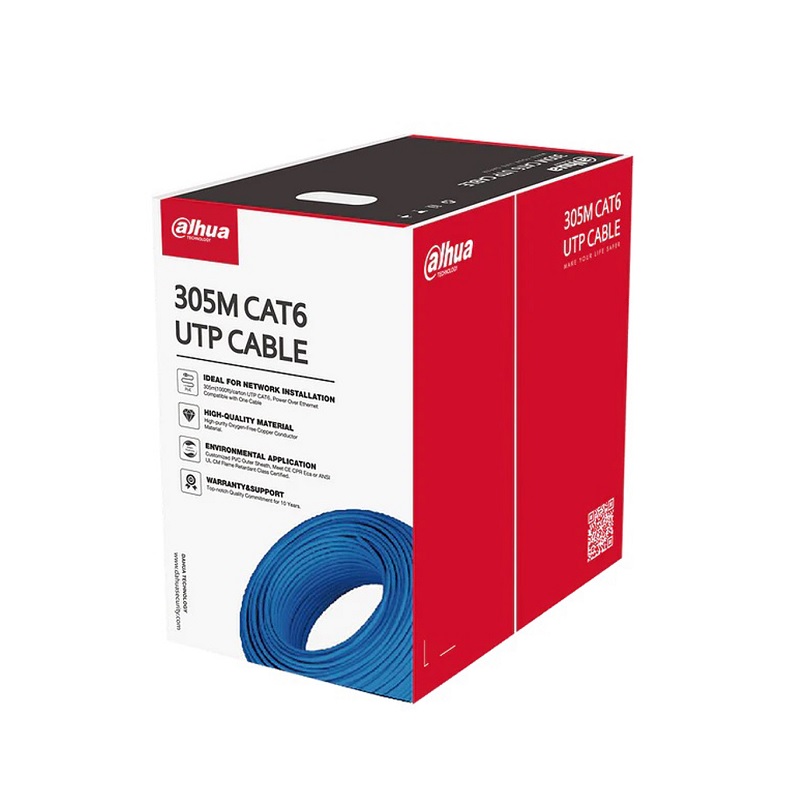 Caja de Cable UTP Cat6 DAHUA, 1000 Pies, Azul, para interiores, 100% Cobre, 24 AWG