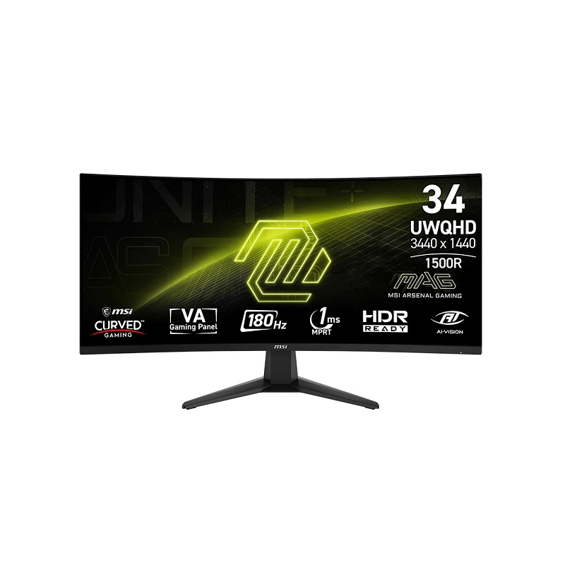 Monitor Gaming Curvo MSI MAG 346CQ, de 34" UWQHD 2K, 1 ms, 180Hz, HDMI, DisplayPort, AMD FreeSyn Premium