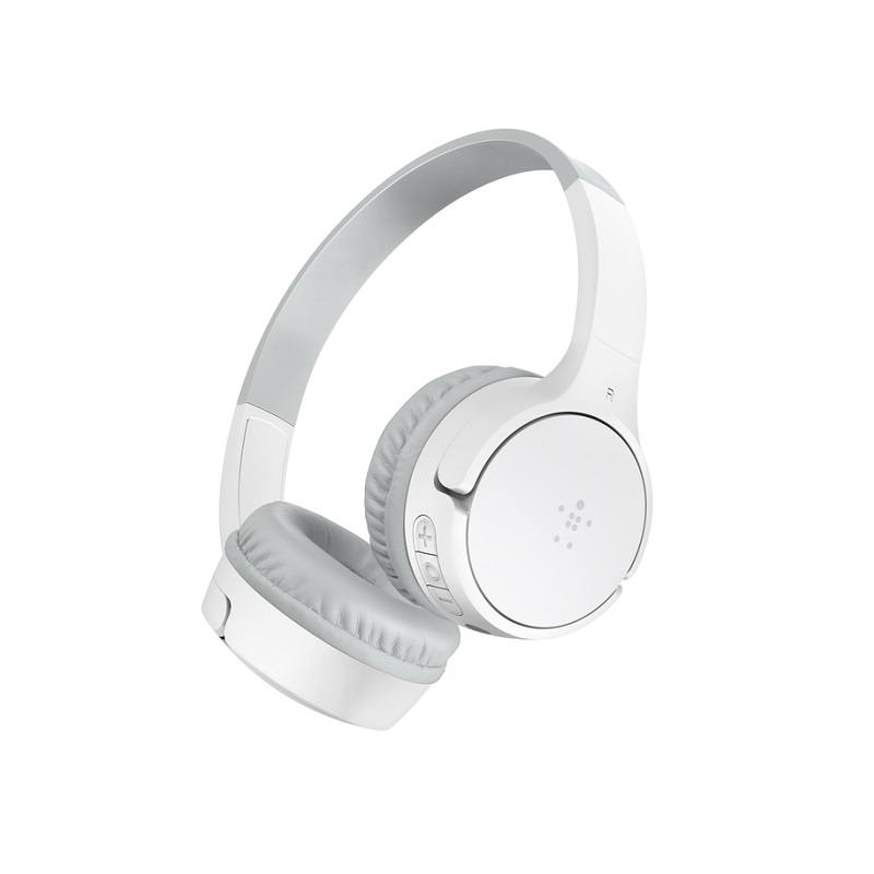 Headset BELKIN SoundForm Mini supraurales, conexión 3.5mm y Bluetooth 5.0, micrófono, color blanco, para niños