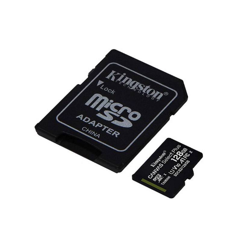 Memoria Micro SD KINGSTON Canvas Select Plus De 128GB, UHS-I Clase 10, Lectura 100MB/s, Con Adaptador