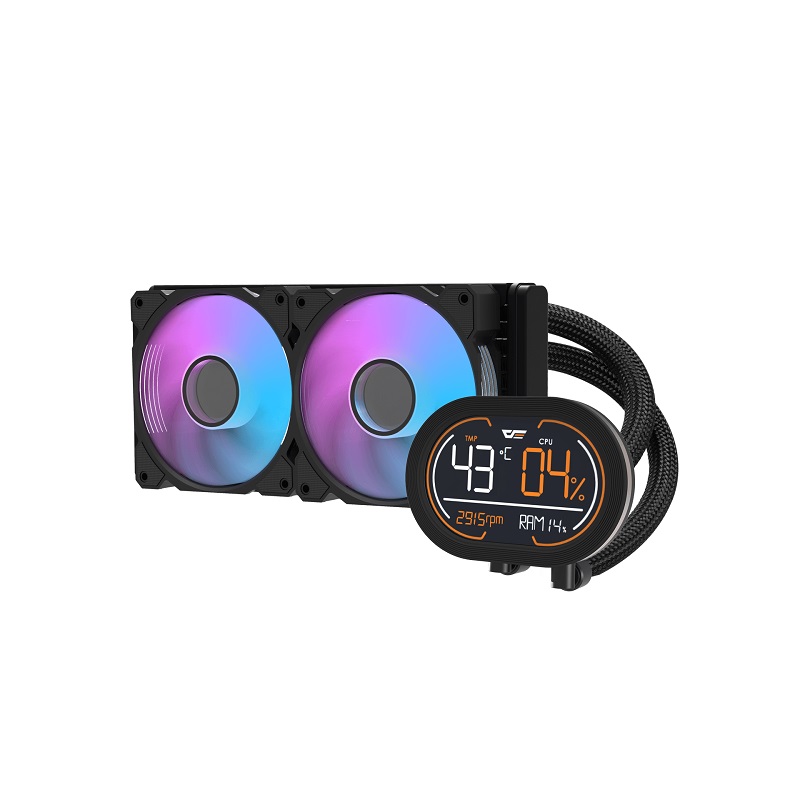 Sistema de Enfriamiento Liquido DarkFlash DH240D, Radiador 240mm, ARGB LED Dual Fan, 2000RPM, Negro