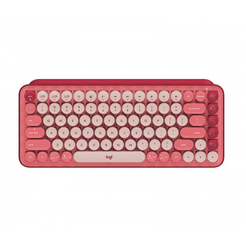 Teclado Mecánico LOGITECH POP Keys Heartbreaker Emojis, Conexión Simultanea hasta 3 Dispositivos vía receptor USB o Bluetooth, Rosado Es