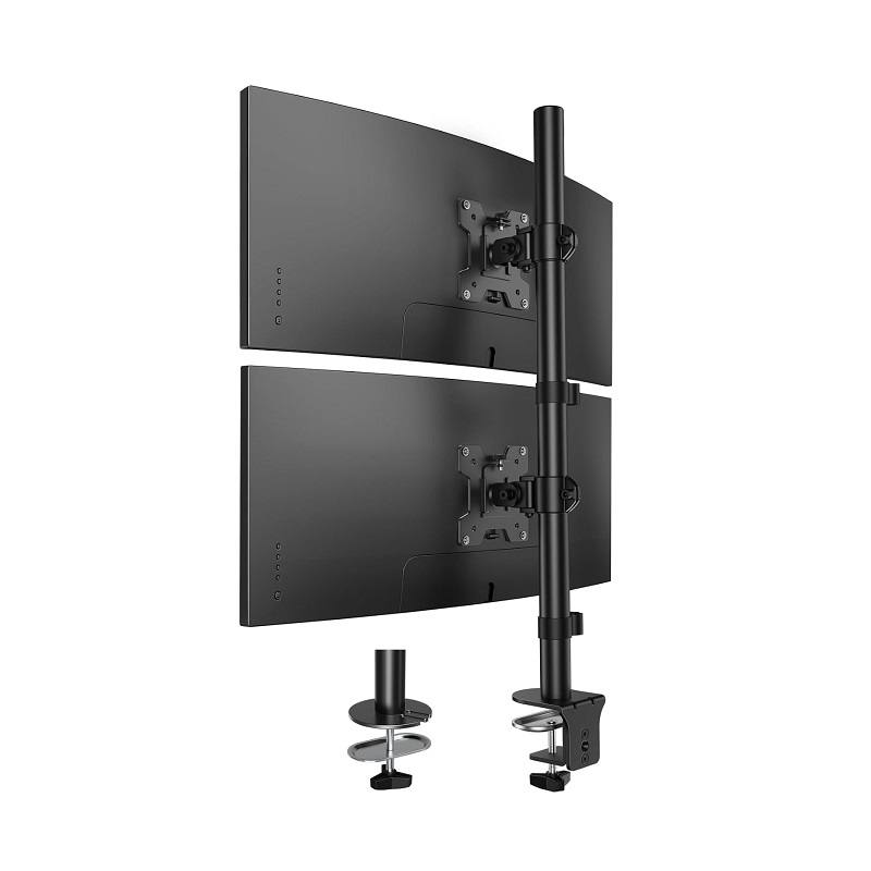 Soporte de mesa HUANUO para 2 monitores, 17" a 32", Vertical, 2 en 1, soporta hasta 17.6Lbs