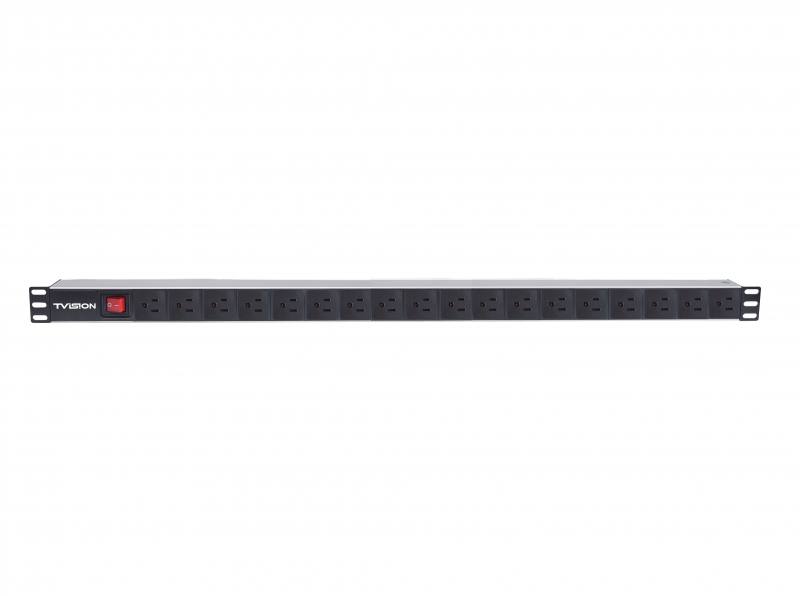 Regleta PDU T-VISION para Rack de 18 puertos verticales, con interruptor de encendido y apagado