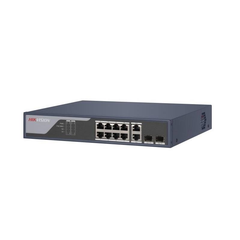 Switch Hikvision DS-3E1310P-SI (O-STD), de 8 Puertos Fast Ethernet 10/100 PoE + 2× Gigabit