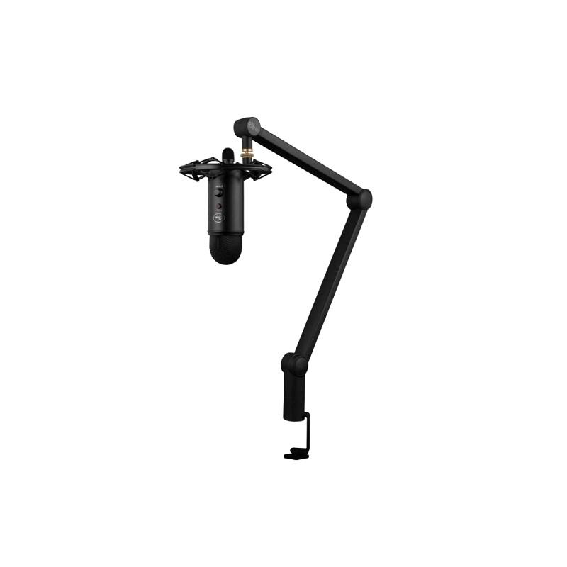 Combo Logitech YETICASTER Micrófono Profesional Yeti Blue BlackOut, Soporte Radius III y Compass, Cable USB, Negro