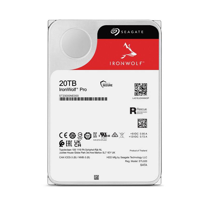 Disco Duro Seagate IronWolf Pro 3.5", 20TB, SATA III, 6 Gbit/s, 7200RPM, 256MB Cache, recomendado para NAS