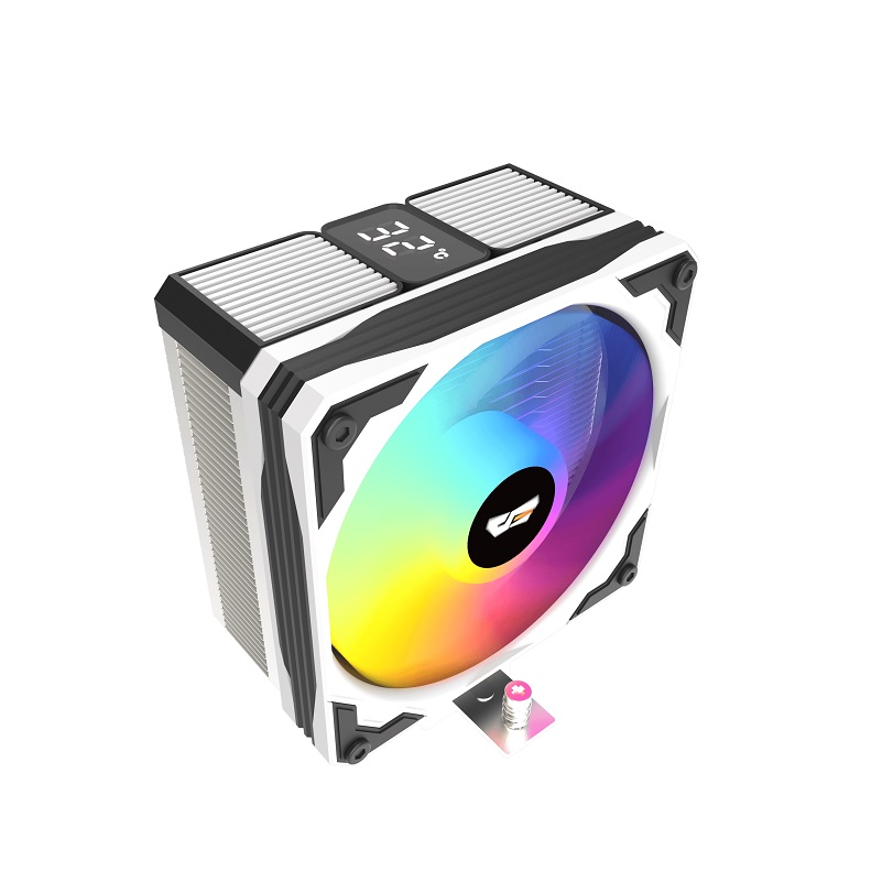 Disipador DarkFlash M400, compatible con Intel y AMD, Abanico 120mm, 4-Pin PWM, Aluminio, Blanco y Negro