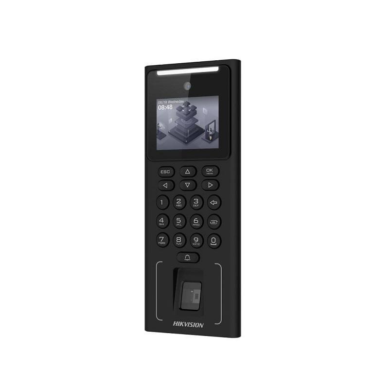 Control de Acceso y asistencia HIKVISION MinMoe WiFi, Pantalla LCD 2.4", reconocimiento Facial, Tarjeta y Huella, 500 Rostros y 3,000 Tarjetas / Huellas, Batería