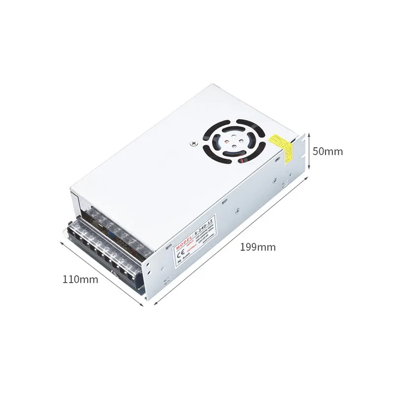 Fuente de Poder Panel de Distribución T-Vision de 12V 20A 240W, ventilador